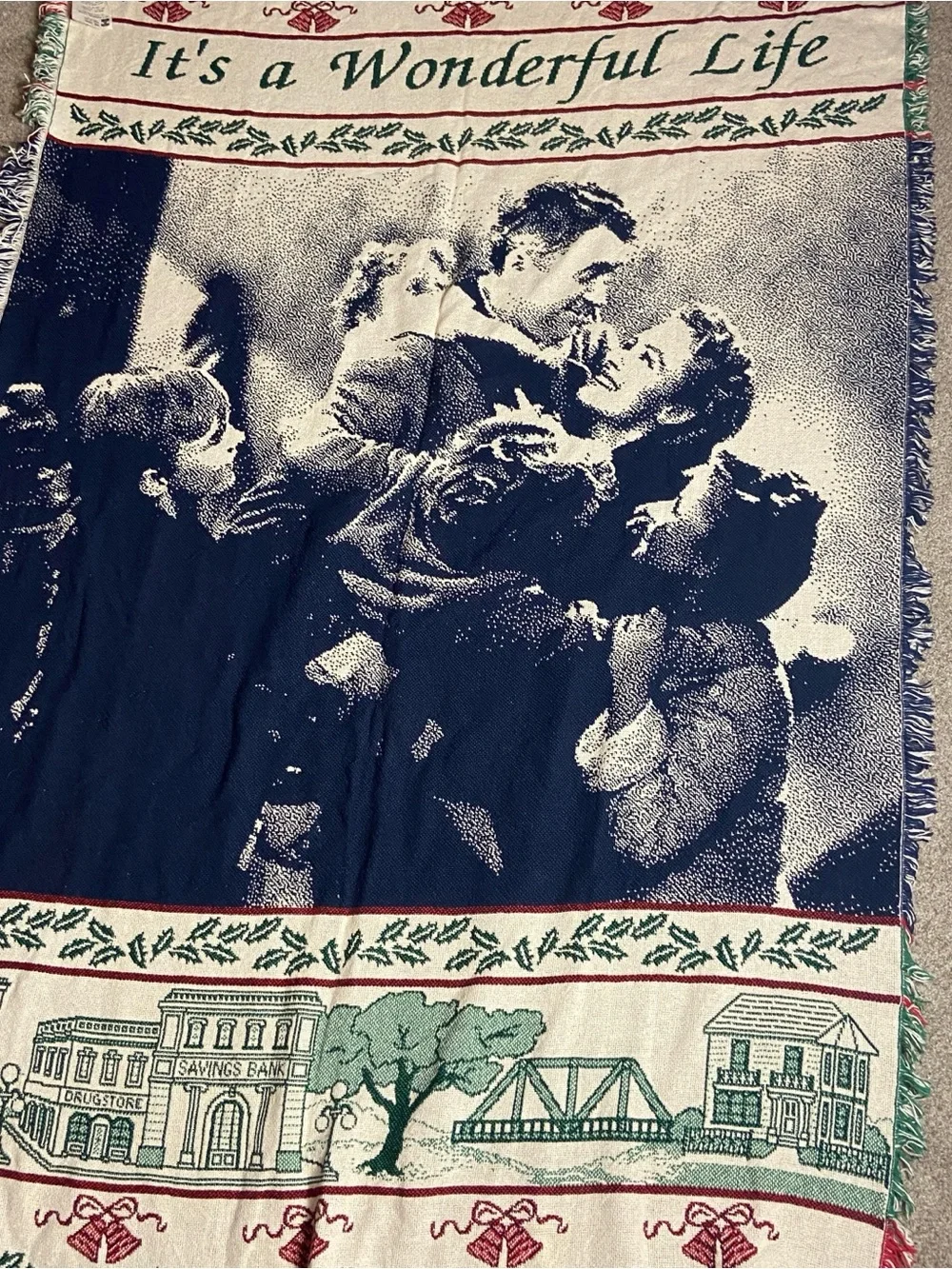 It’s a Wonderful Life, Bedford Falls, Woven Tapestry Throw Blanket with Tag
